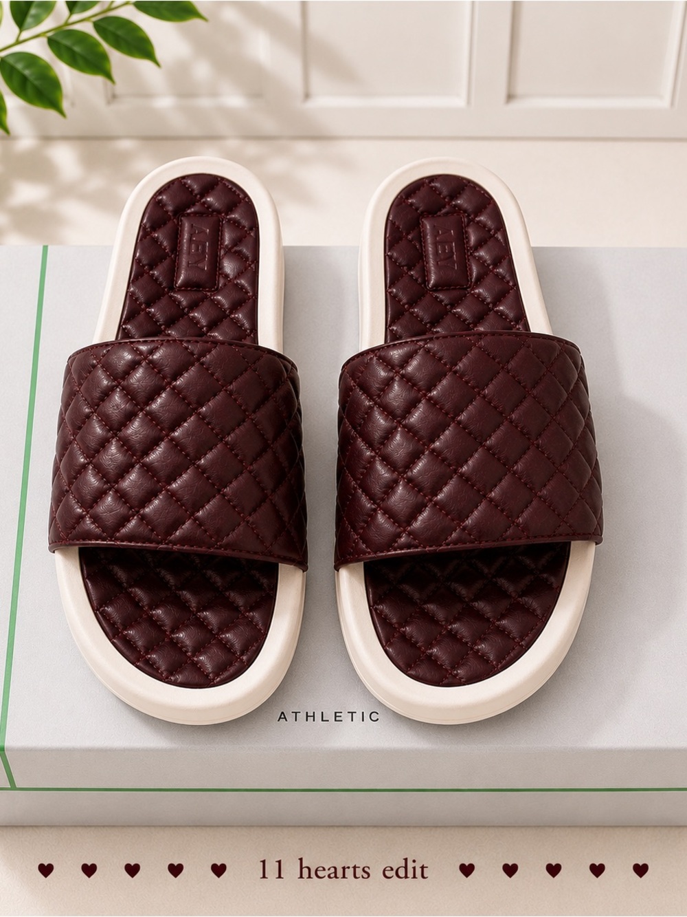 APL Lusso Quilted Burgundy Leather Slides NWT Men’s 12 Unisex Comfort Sandals